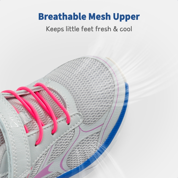 [EZ-Ons EZ-Plays] Kids Breathable Running Shoes - LIGHT GREY-PINK - 2